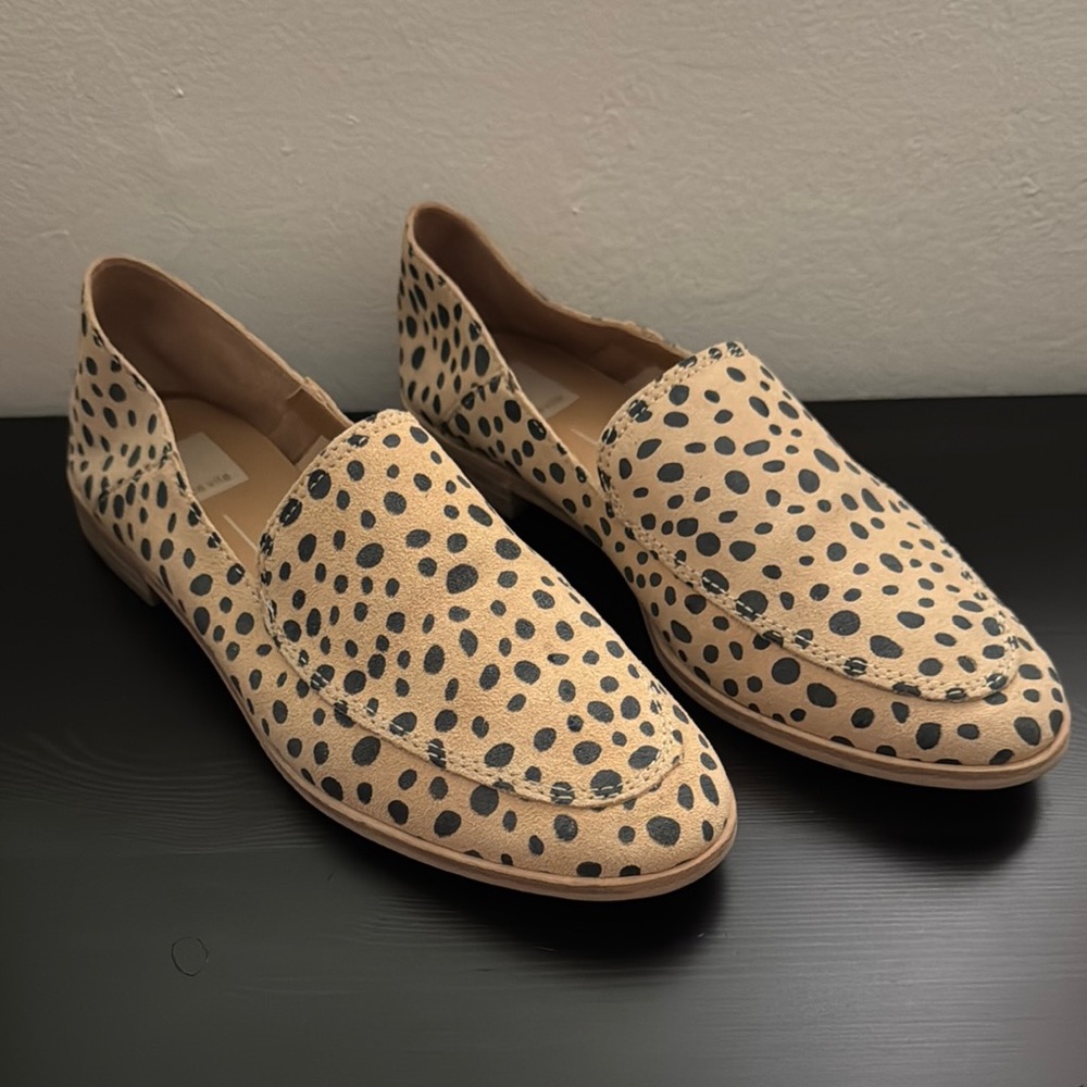 Dolce Vita Tan and Black Polka Dot Loafers